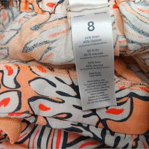 OshKosh Girls Coral Orange Neon Linen Blend Skort Shorts Size 8 NWOT - Picture 5 of 5